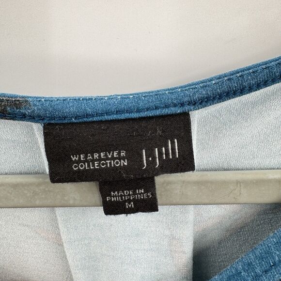 J. Jill Wearever Collection Floral Shift Dress Sz M Blue Rayon Stretch Casual - Picture 5 of 10